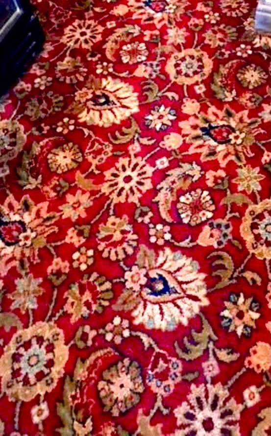 Red floral patterned rug cleaned